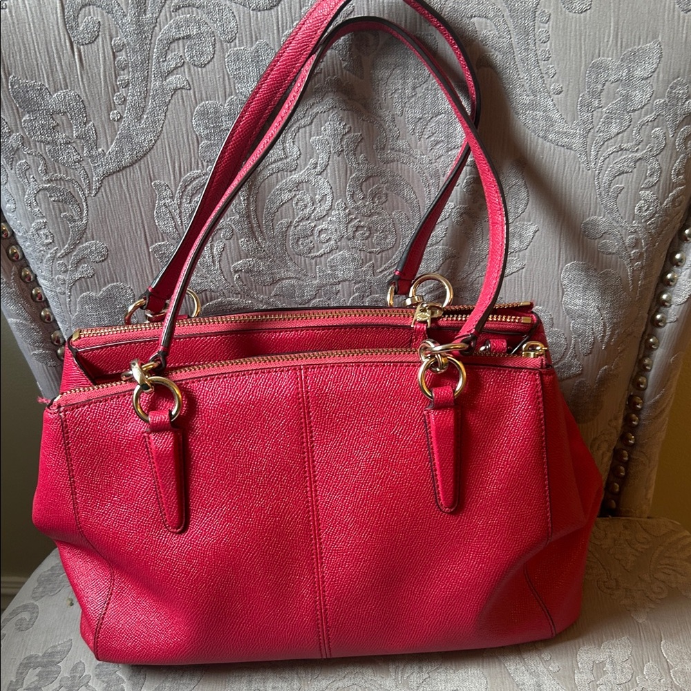 Coach Cherry Red Leather Satchel - Picture 3 of 8